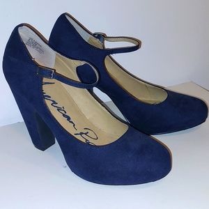 Navy Blue Suede High Heels